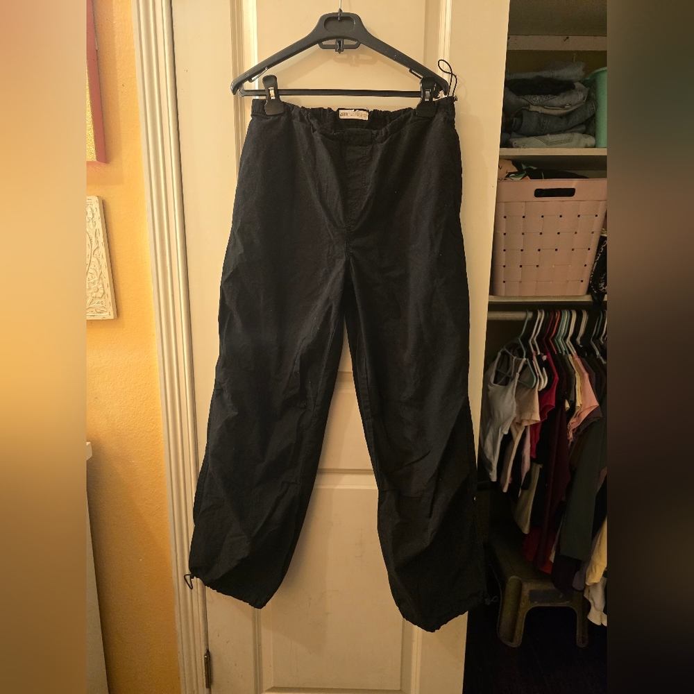 STR stradivarius Wide Leg Trousers Sz M Black